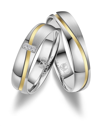 Marrya Rustfri stål med 14 kt forgyldning, traueringe ES-15-D+H