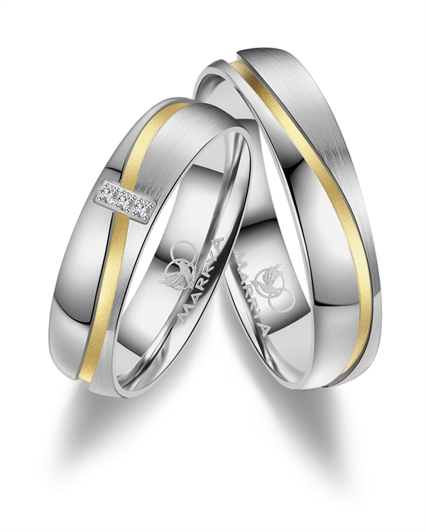 Marrya Rustfri stål med 14 kt forgyldning, traueringe ES-15-D+H