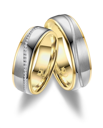 Marrya Rustfri stål med 14 kt forgyldning, traueringe ES-22-D+H