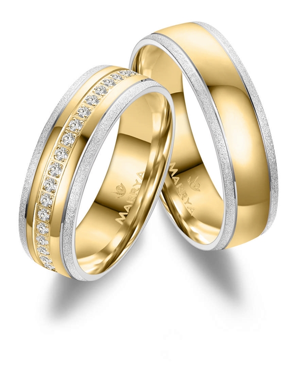 Marrya Forgyldte rustfri stål med mønster., traueringe ES-36-D+H