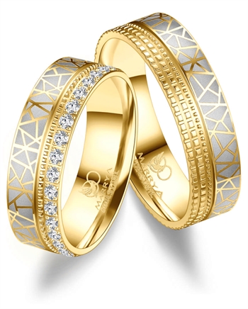 Marrya Rustfri stål med 14 kt forgyldning, traueringe ES-37-D+H