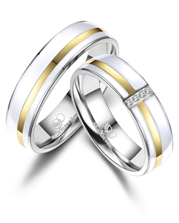 Marrya Rustfri stål med 14 kt forgyldning, traueringe ES-39-D+H