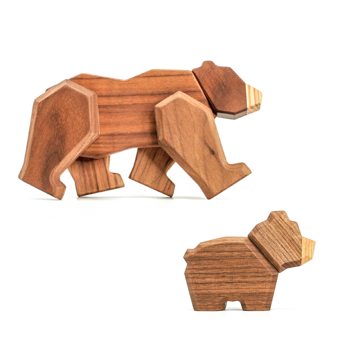 Fablewood Set - Bär und Jungtiere - Holzfigur mit Magneten zusammengesetzt