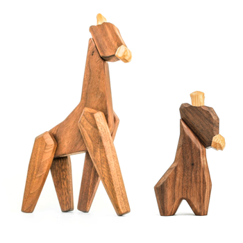 Fablewood Set - Giraffe und Junges - Holzfigur mit Magneten zusammengesetzt
