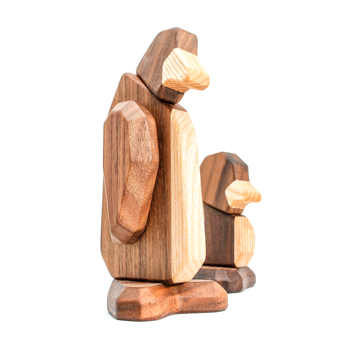 Fablewood Set - Pinguin und Junge - Holzfigur mit Magneten zusammengesetzt