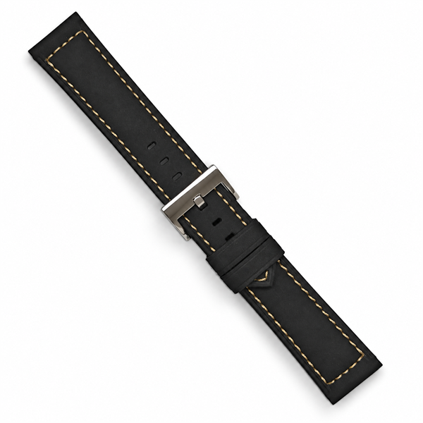 Black Vintage leather watchstrap - 20 mm
