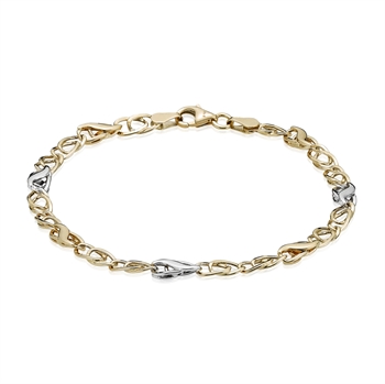 Ocean 2, 14 karat 2 farvet guld armbånd, 4,2 mm - 17-21 cm