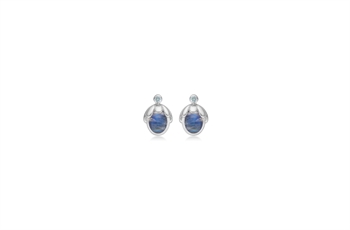 ss ear pin - antik oxidized, rainbow moonstone, zirconia