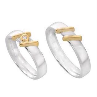 Randers Sølv Ringe mit 14 Karat Golddetails, Zirkonia und schönen glänzenden Oberflächen