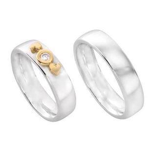 Randers Sølv Ringe mit Herzen aus 14 Karat Gold, Zirkonia und schönen glänzenden Oberflächen