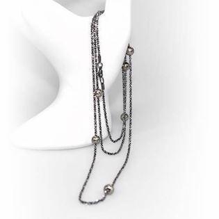 San - Link of joy Starlight Beads 925 Sterling Silber Halskette oxidiert, Modell 912
