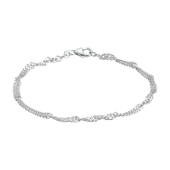Silber Singapur Armbänder, Fußkettchen und Halsketten in 4 Breiten