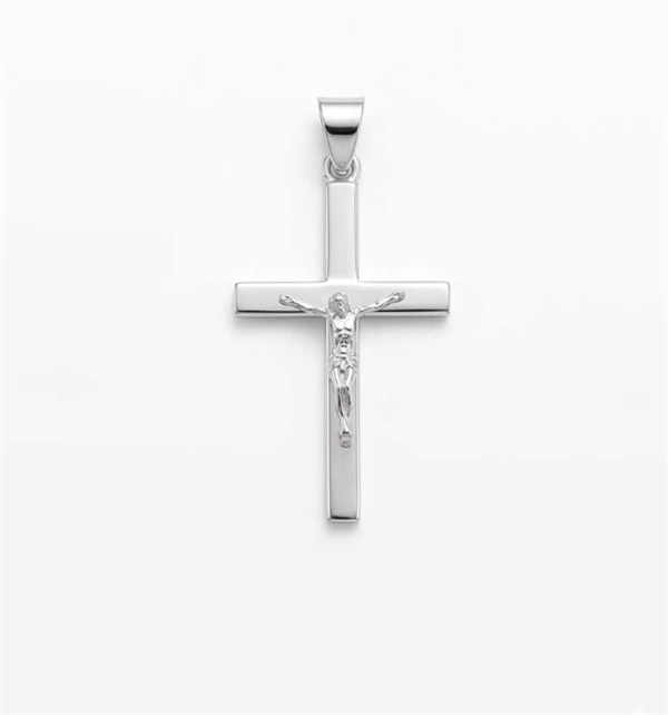 Breites Stuhlkreuz mit Jesus, Silber oder Gold - Verschiedene Größen