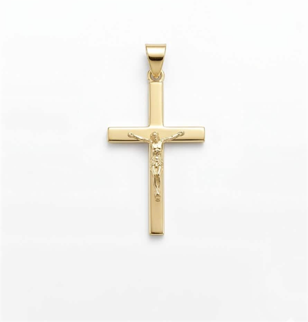 Breites Stuhlkreuz mit Jesus, Silber oder Gold - Verschiedene Größen