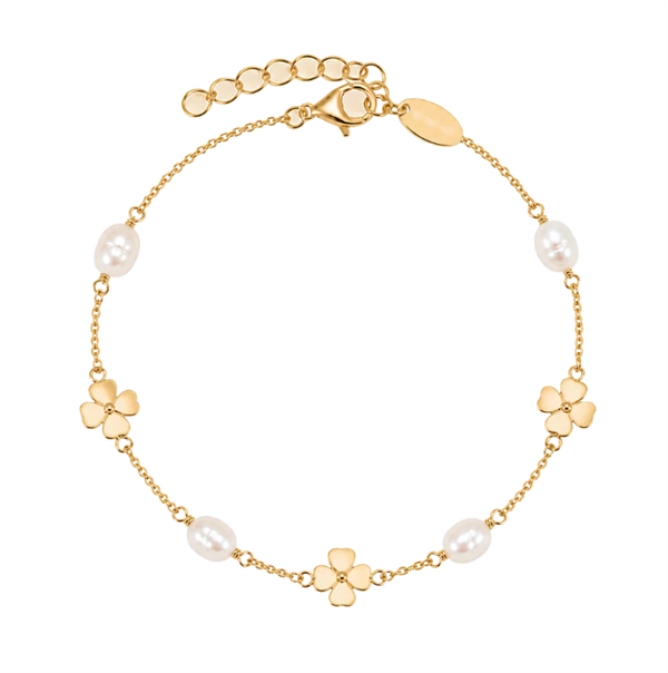 Clover and Pearl forgyldt sølv armbånd, von Christina Jewelry & Watches
