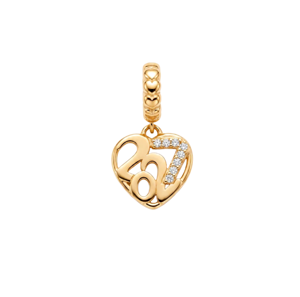 Christina Jewelry & Watches Year 2027 Charm 4 mm vergoldetes Silber