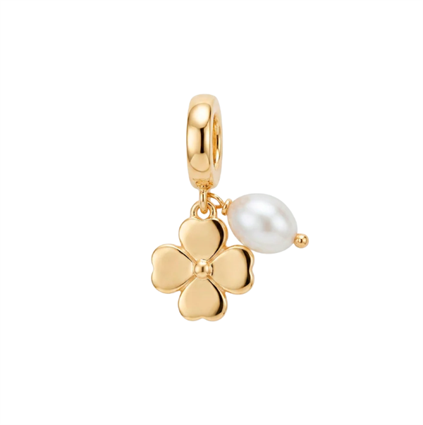 Clover and Pearl charm 6 mm forgyldt søl, von Christina Jewelry & Watches