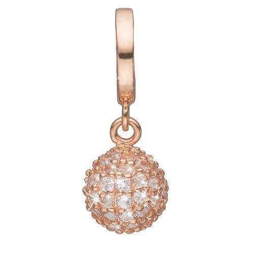 Christina Collect 925 Sterling Silber Sparkling World wunderschöner rosévergoldeter Hängecharme, Kugel gefüllt mit glitzerndem weißen Topas, Modell 610-R60