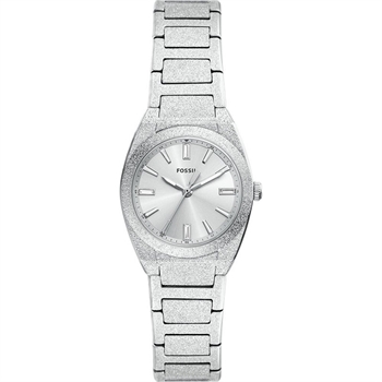 Fossil Everett Damenuhr Quartz mit Silikonarmband in Silber