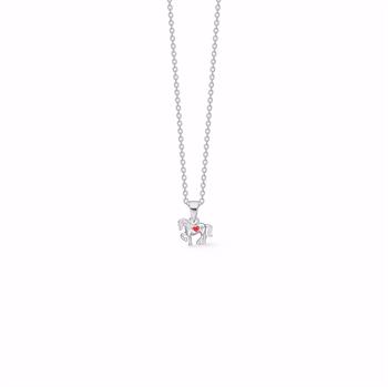 Noa Kids Jewellery Kinderkette Pferd aus Silber mit rotem Herz