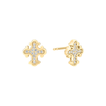Lund Copenhagen Kors Ohrstecker vergoldet mit Zirkonia