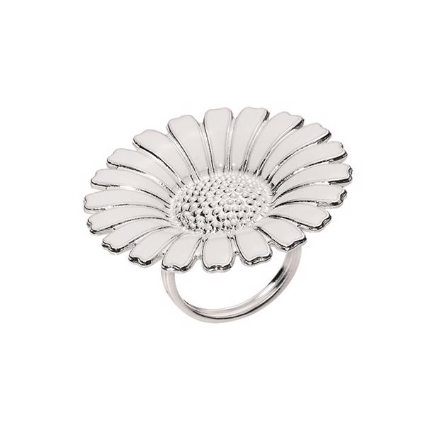 Lund Kopenhagen Marguerite 925er Sterlingsilber Fingerring mit weißer Emaille, Modell 907036-H