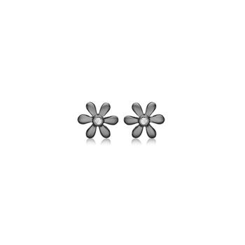 Elegante Blumen-Ohrringe aus oxidiertem Silber