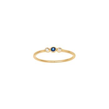 14kt. guldring m/safir og dia. 0.03ct W/SI, von Siersbøl