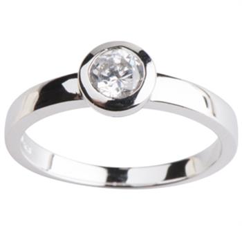 Sølv Damering m/ syn zirkonia Str.58, von Siersbøl