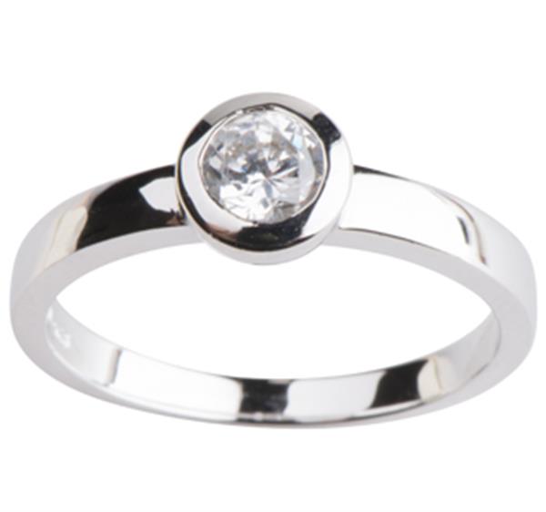 Sølv Damering m/ syn zirkonia Str.54, von Siersbøl