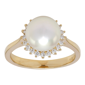 14kt. guld ring med 0,23ct. TW/SI og fvkp 9mm, von Siersbøl