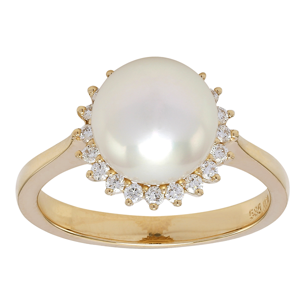 14kt. guld ring med 0,23ct. TW/SI og fvkp 9mm, von Siersbøl