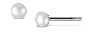 Ørestik sølv rhodineret ferskvandsperle hvid, von L&G