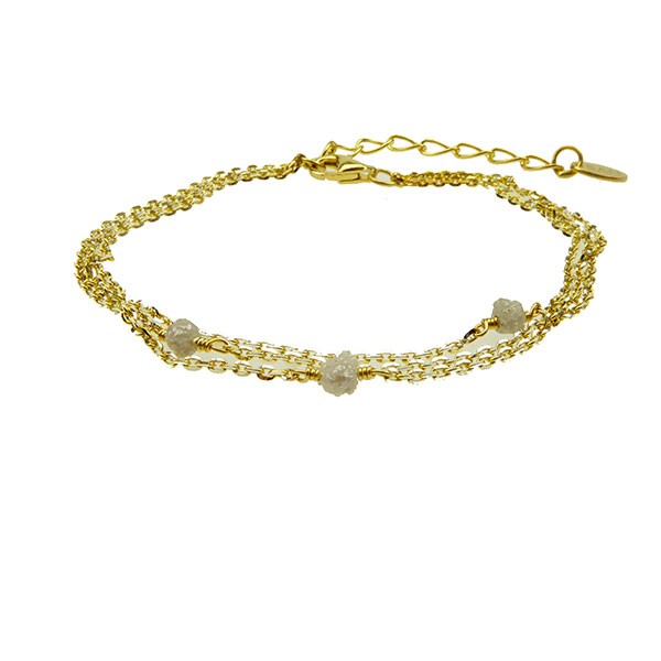 Bracelet - Goldplated w. grey Raw Diamonds 16+4cm, von San - Links of Joy