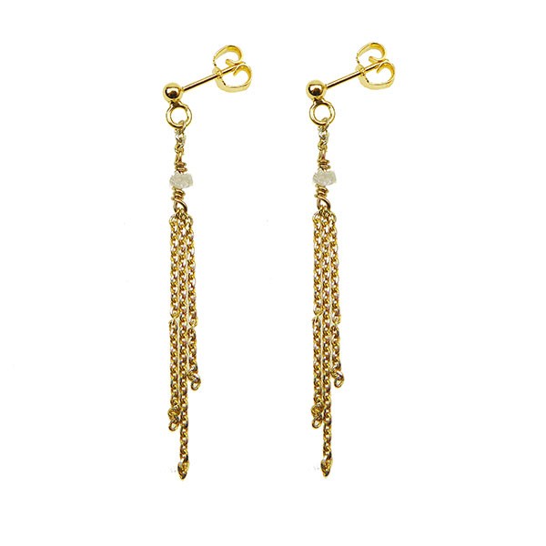 Earrings - Goldplated w. grey Raw Diamonds Pr.par, von San - Links of Joy