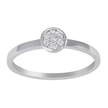 14 kt. hvg.ring, cirkel m pavé 0,091 ct W/SI*, von Siersbøl