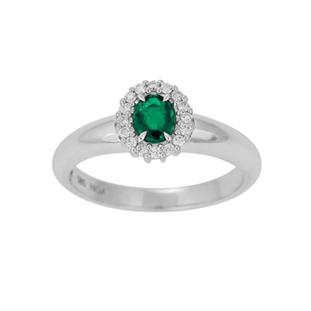 14 kt. guldring m/smaragd og dia 0.11ct W/SI, von Siersbøl