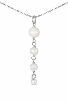 Y-Kæde sølv rhodineret med ferskvandsperler, von L&G