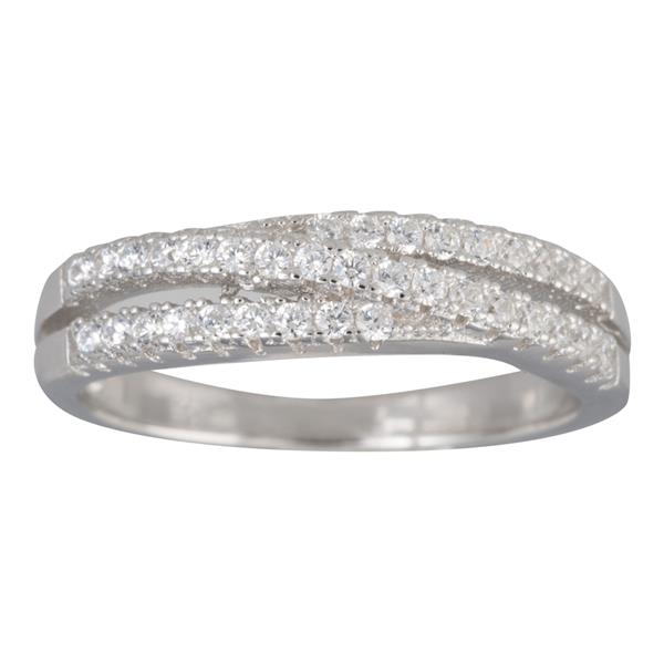 Sølv rhd. ring med tre rækker cz. Str.54, von Siersbøl