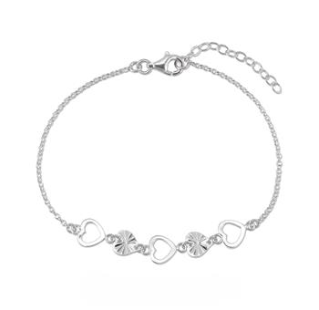 Armbånd sølv rhodineret hjerter, von L&G