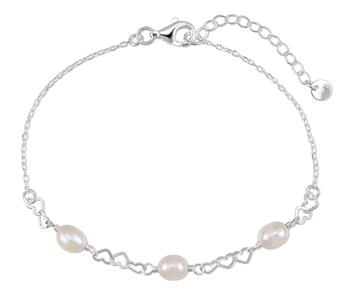 Armbånd sølv rhodineret ferskvperler hjerter, von L&G