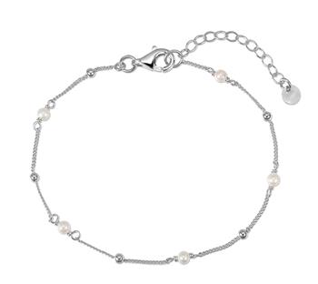 Armbånd sølv rhodineret med ferskvandsperler, von L&G
