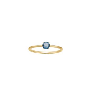 14kt. guldring m. 4mm london blå topas, von Siersbøl
