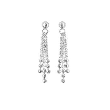 SØLV ØREHÆNGER M/STIK. KÆDER M/KUGLER, von Aagaard