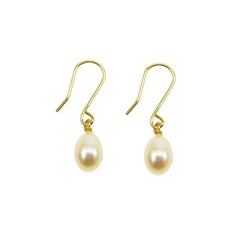 14k Earrings w.white Fresh Water Pearl 14 karat, von San - Links of Joy