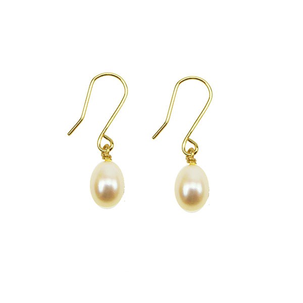 14k Earrings w.white Fresh Water Pearl 14 karat, von San - Links of Joy