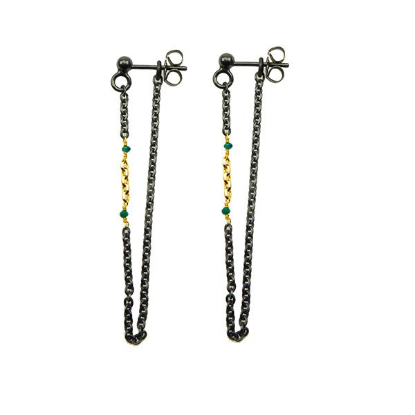 Earrings 925/585 -Oxidised & Blue Diamonds Pr.par, von San - Links of Joy