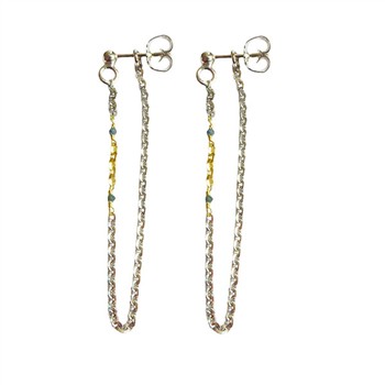 Earrings 925/585 - Rhodium & Blue Diamonds Pr.par, von San - Links of Joy