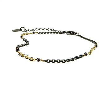 Bracelet & Necklace 925/585 -Oxidised & Black Diamonds 42+8cm, von San - Links of Joy