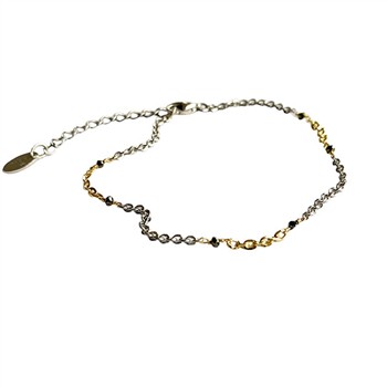 Bracelet & Necklace 925/585 - Rhodium & Black Diamonds 42+8cm, von San - Links of Joy